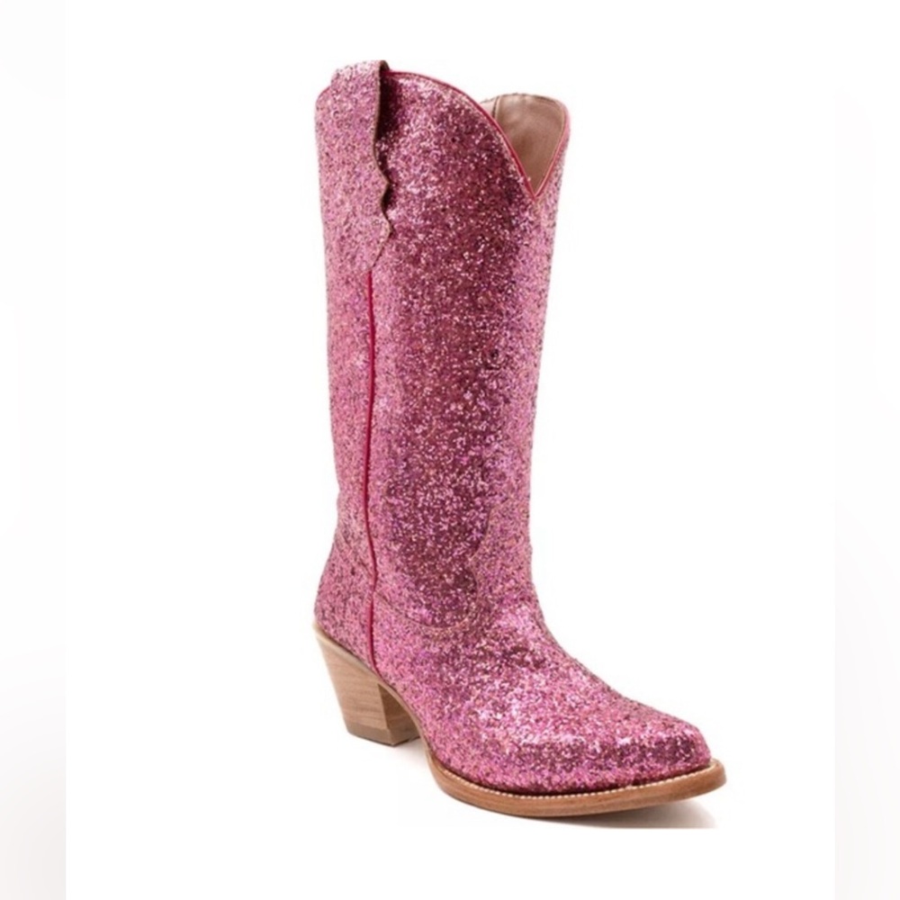 Ferrini Dazzle Pink glitter Snip Toe Cowboy western Boots size 9 brand new